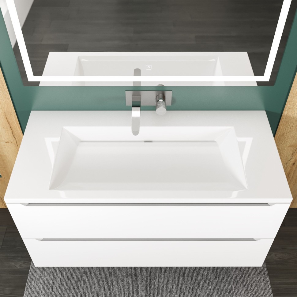 Раковина для ванной 100 см, Uperwood Infinity, белая глянцевая