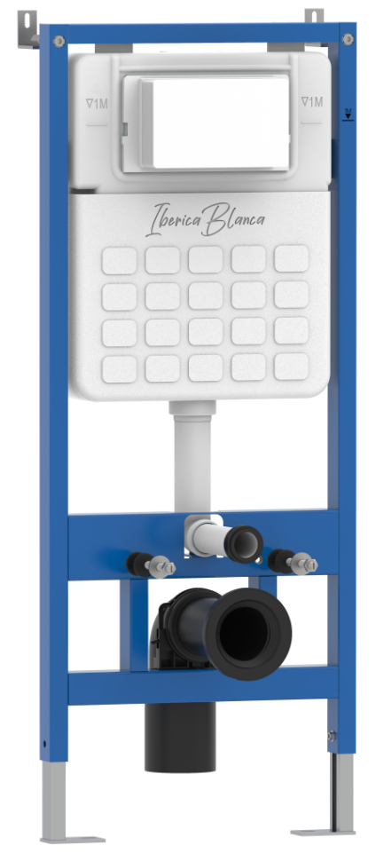 Комплект 3в1 IBERICA BLANCA инсталляция SILENCIO, унитаз BILBAO ALTO белый, кнопка смыва INOX-C белый матовый (IB001.BLA.234.111)