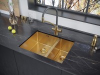 Мойка нерж. сталь GERBERG 59/2S UNI, PM225944-BGL, брашированное золото, левая, PVD, 590х440мм, Paulmark