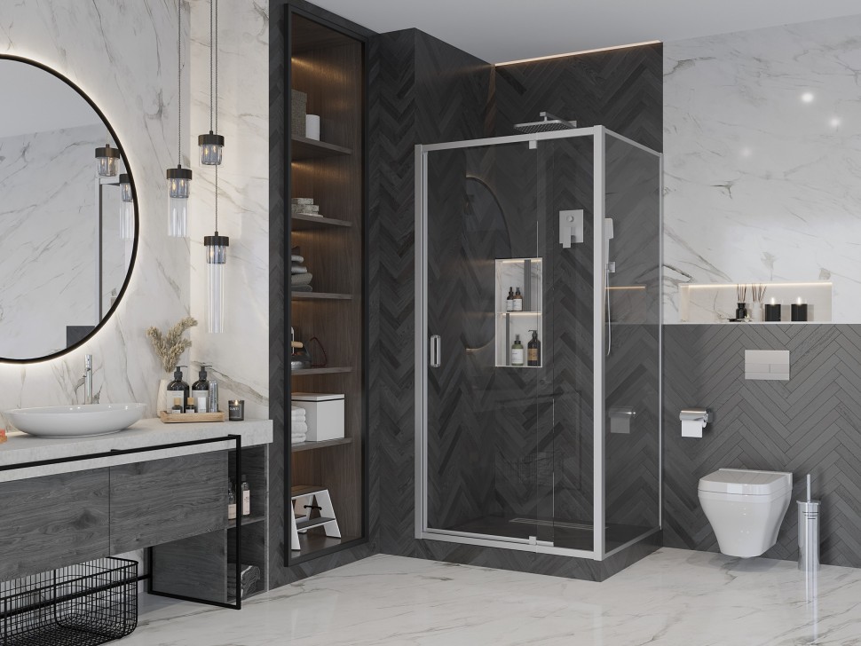 Боковая стенка Ambassador Elysium 80KX (80х200) хром,стекло прозрачное,1 место