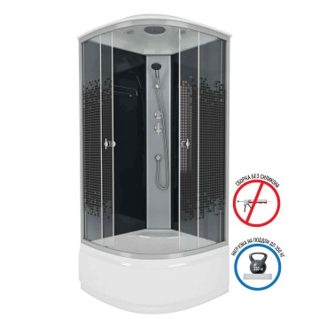 Душевая кабина Niagara Eco NG-7509-14BLACK (100х100х215) высокий поддон(40см),стекло мозаика,4 места