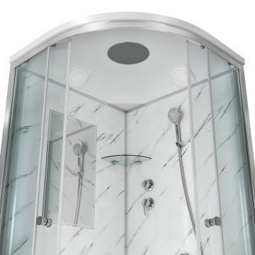 Душевая кабина Niagara Luxe NG-7701M (90x90х210) низкий поддон(15см),дверь раздвижная,стенки мрамор,3 места