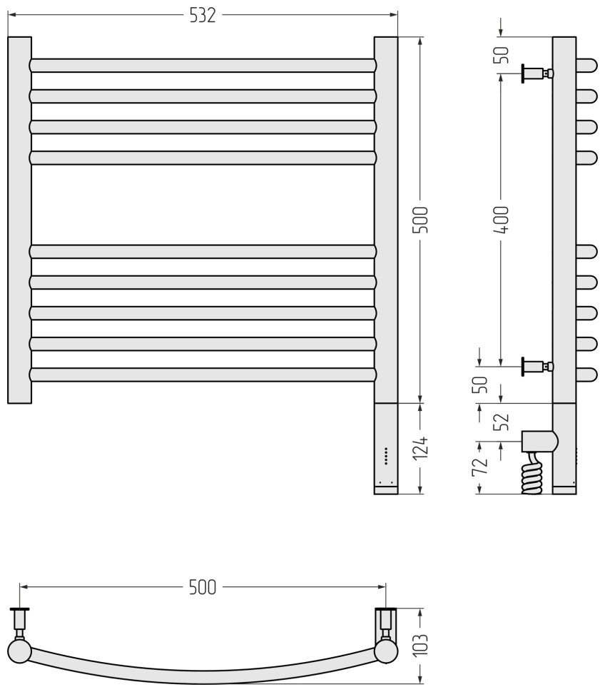 Богема 3.0 выгнутая 500х500 МЭМ правый