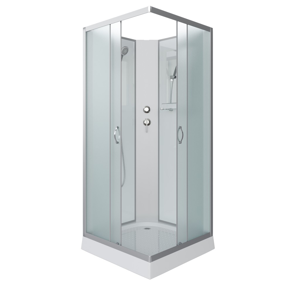 Душевая кабина Niagara Classic NG-1101-14BK (90х90х200) низкий поддон(13см),стекло матовое,3 места с полкой