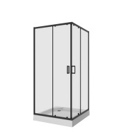 Душевое ограждение Niagara Nova NG-6808-08ВLACK (90х90х195) квадрат,черный,двери раздвижные,стекло прозрачное,1 место