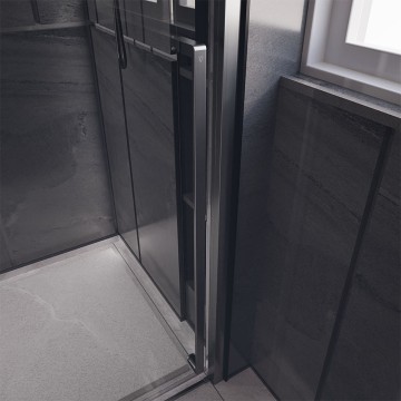 Душевой угол Veconi Premium Trento PTC-SP-30GR, 1500х900x2000, брашированный графит, стекло прозрачное