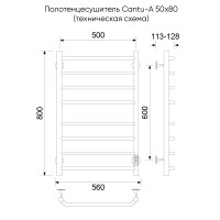 Полотенцесушитель электрический Cantu-A, 50/80, золото матовое