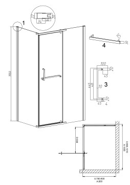 Душевое ограждение Grossman Pragma 100.K33.03.100.10.02-200.K33.03.80.10.02 (100х80х195) распашная(левая),хром,стекло шиншилла,2 места