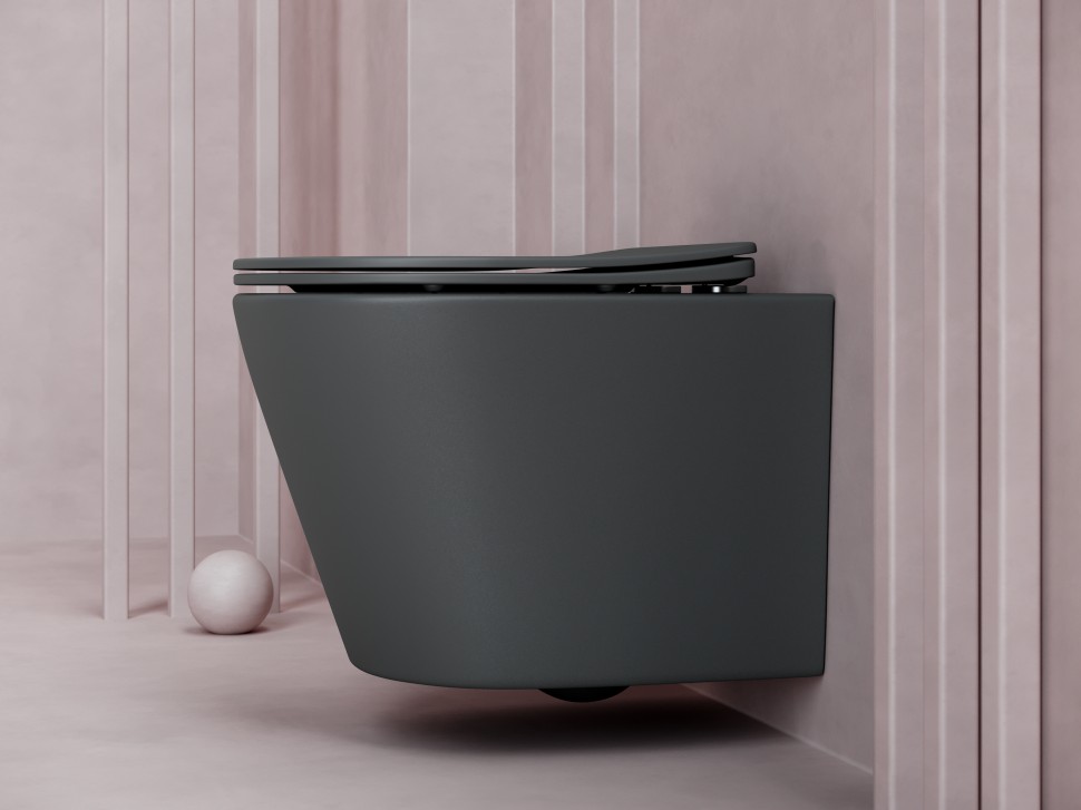 Подвесной унитаз Balearica Rimless (цвет Черный Матовый) CN6000MDH