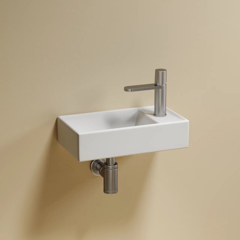 Умывальник подвесной прямоугольный (чаша слева, отверстие под смеситель справа) цвет белый матовый Element 407x217x100