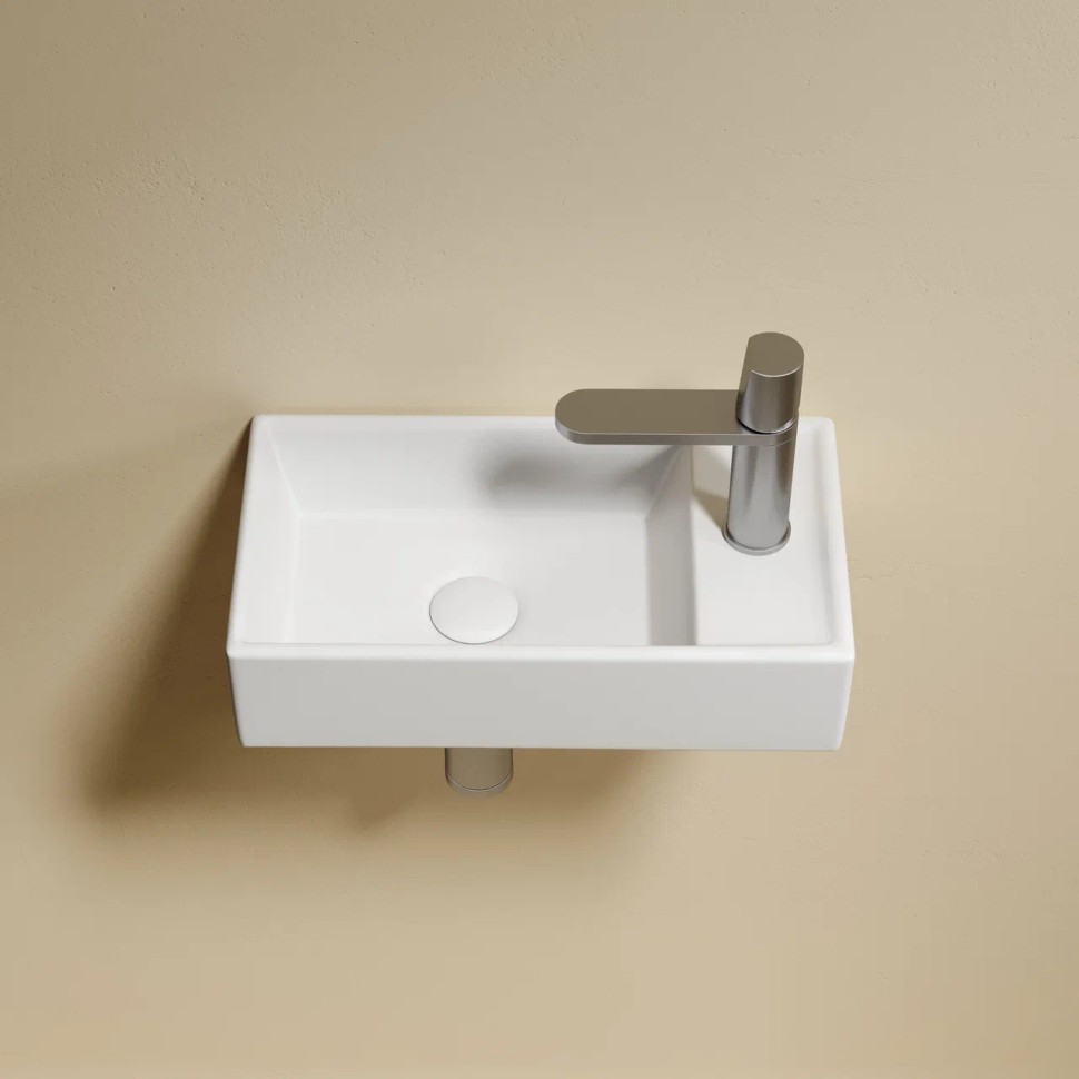 Умывальник подвесной прямоугольный (чаша слева, отверстие под смеситель справа) цвет белый матовый Element 407x217x100