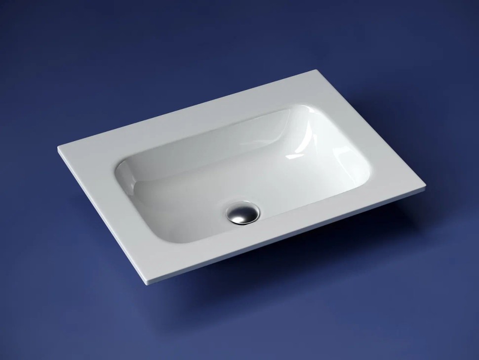 Раковина накладная мебельная Grace прямоугольная, без отверстия под смеситель, 610x457x137мм, цвет белый, арт. CN7011wx