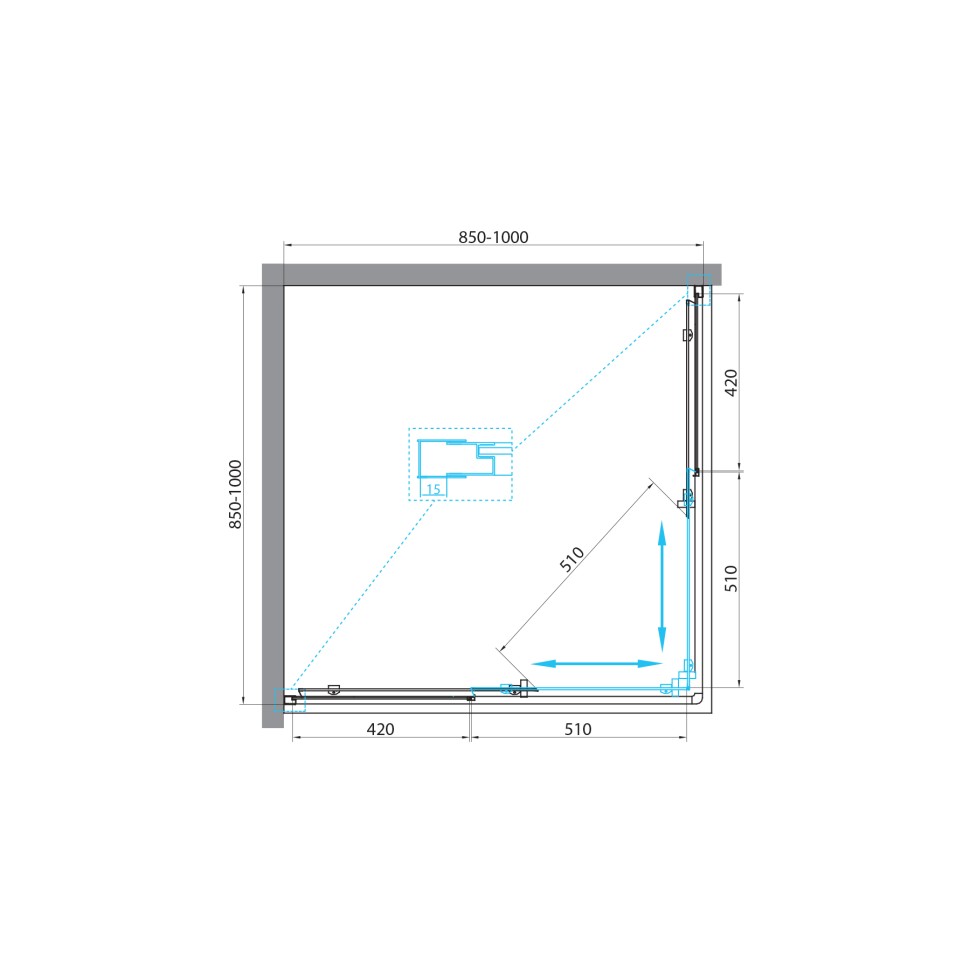 Душевой уголок BelBagno UNIQUE-A-2-85/100-P-Cr