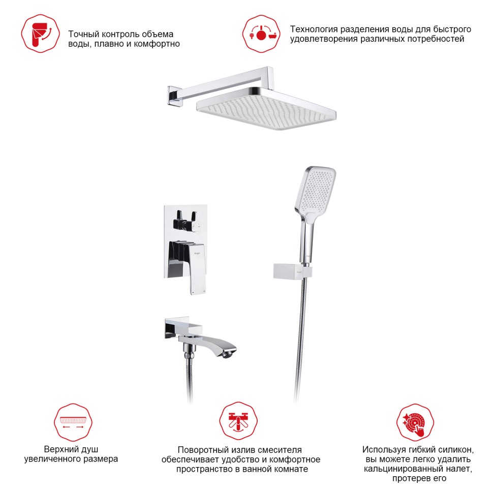 Душевая система Raglo встраиваемая хром