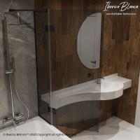 Шторка для ванны IBERICA BLANCA Mod.401 распашная тонированное стекло/черный 90х140см (IB401.TB.140.90)