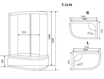 Timo Standart T-1110 L душевая кабина 110*85*220
