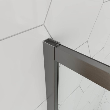 Душевой угол Veconi Ottimo P10 GR, 900x900x1900, графит брашинг, стекло тонированное матовое