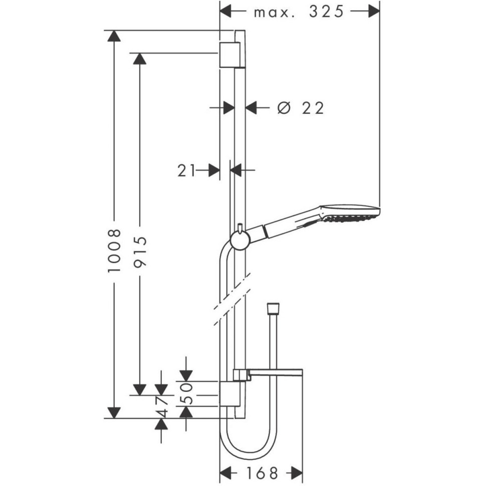 Душевой гарнитур Hansgrohe Raindance Select 120 3jet 90, 26621000 хром
