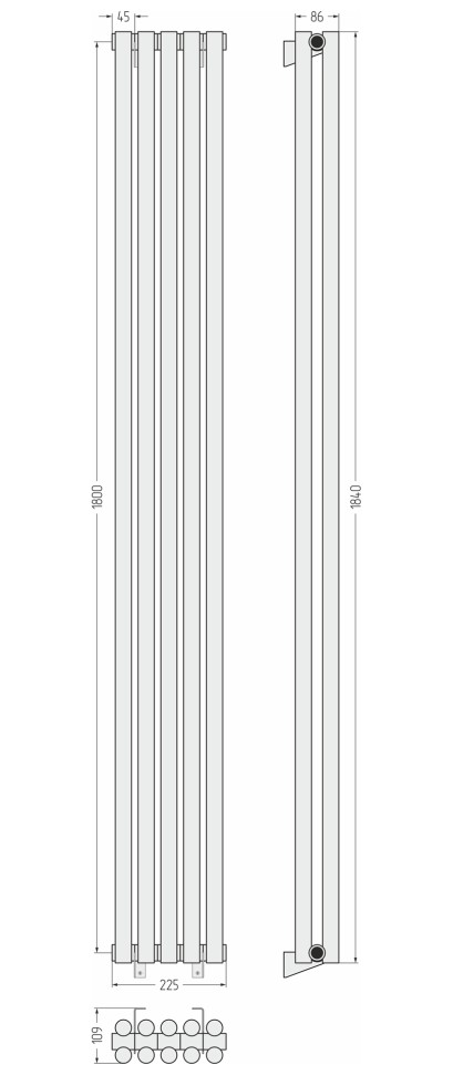 Эстет-11 1800х225 5 секций