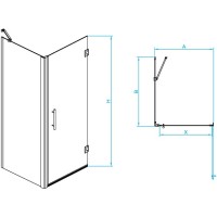 Душевой уголок RGW 70х70х195 см HO-045-B HO-011B + Z-050-2B + держ Квадрат, Чёрный, Прозрачное, 8 мм (350604577-014)