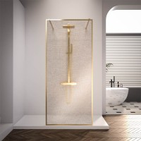 Душевая перегородка Veconi Korato KR-90GL, 1000x2000, брашированное золото, стекло ламинированное золото