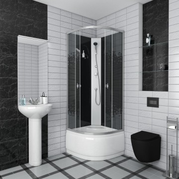 Душевая кабина Niagara Eco NG-7508-14BK (90х90х200) высокий поддон(40см),стекло мозаика,4 места