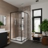 Душевое ограждение Niagara Nova NG-6809-08ВLACK (100х100х195) квадрат,черный,двери раздвижные,стекло прозрачное,1 место