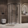 Душевое ограждение Niagara Nova NG-6830-34ВLACK (100х100х195) квадрат,черный матовый,двери раздвижные,стекло прозрачное,1 место