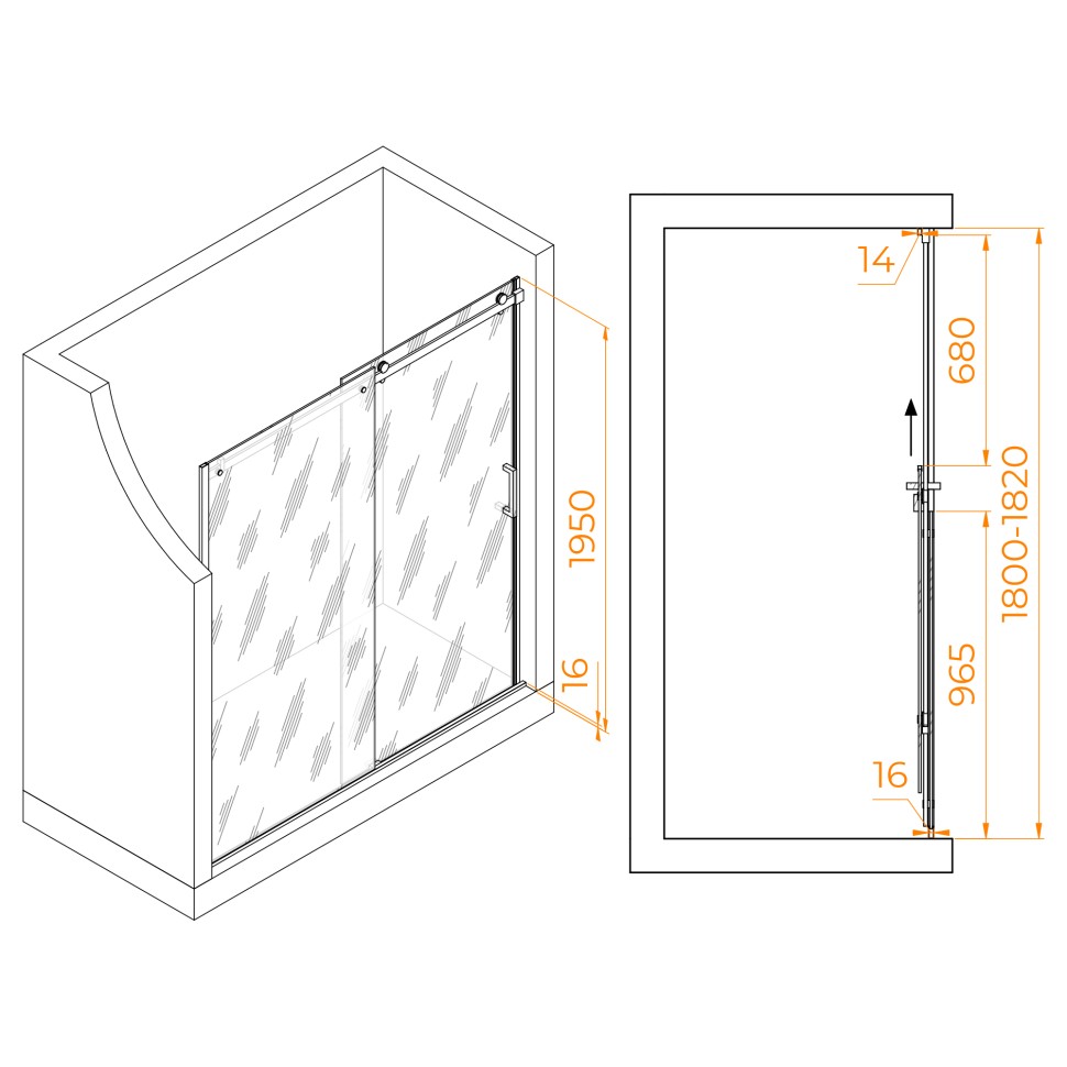 Душевая дверь RGW TO-14 (Прозрачное, 1800)