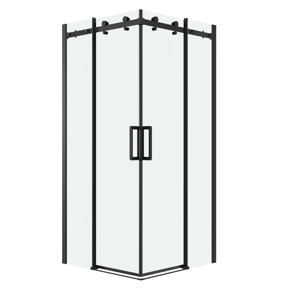 Душевое ограждение Grossman Classic 300.K33.04.8080.21.00 (80х80х195) квадрат,раздвижная,черный матовый,стекло прозрачное, 2 места
