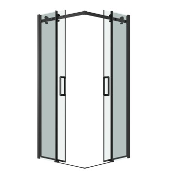 Душевое ограждение Grossman Classic 300.K33.04.8080.21.00 (80х80х195) квадрат,раздвижная,черный матовый,стекло прозрачное, 2 места