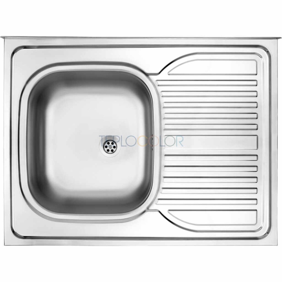 Стальная мойка, 1-чаша с осушкой, с правой стороны - накладываемый