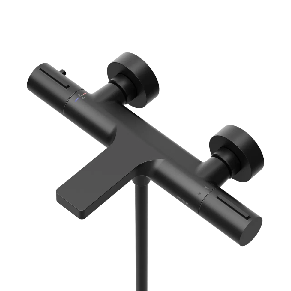 Термостатический смеситель для ванны и душа SANCOS Etna, черный матовый, арт. SC9006MB