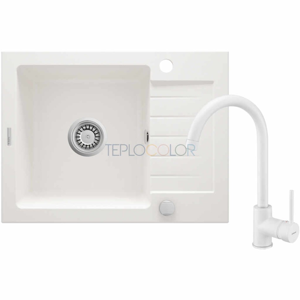 Гранитная мойка со смесителем, 1-чаша с осушкой