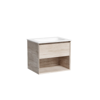 Тумба подвесная SANCOS Marmi 1.0 590х445х520 c одним ящиком оснащенным доводчиками скрытого монтажа и открытой нишей, дуб галифакс натуральный, арт. MR1.060EG
