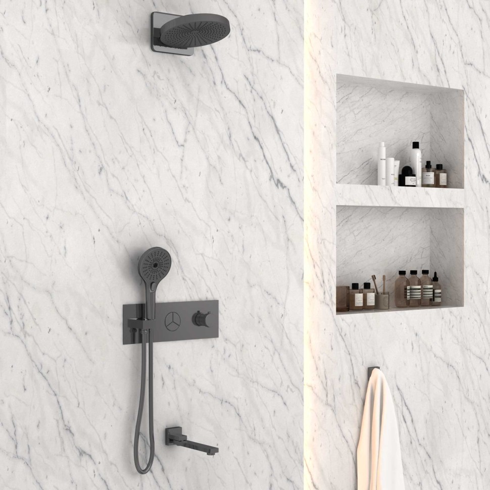 Душевой комплект VSFW-432TI1GM встраиваемый, вороненая сталь