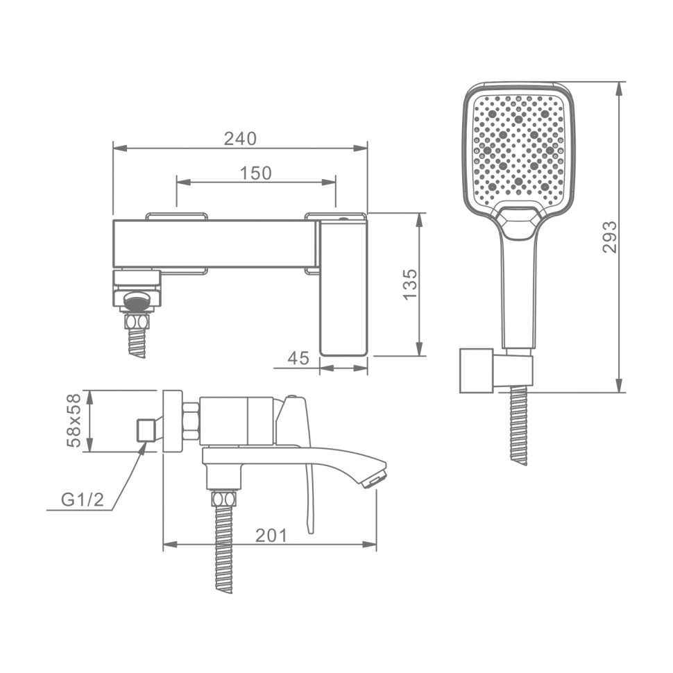 Смеситель Raglo для ванны и душа хром