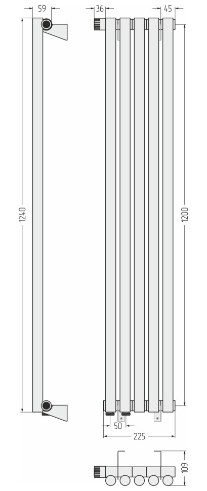 Эстет-1 EU50 левый 1200х225 5 секций
