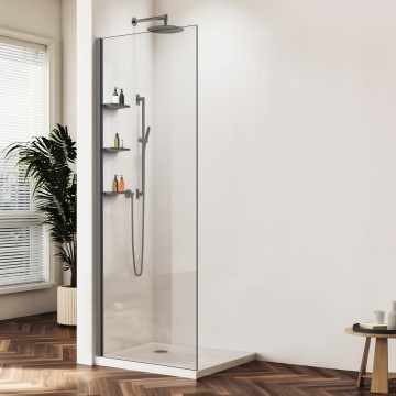 Душевая перегородка Волк-Ин (Walk-In) VSW-1HWS900CLGM, 900*2000, вороненая сталь, стекло прозрачное