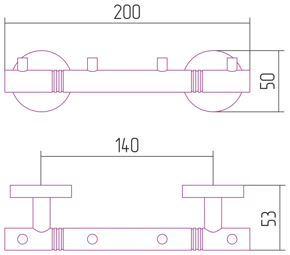 Вешалка настенная Каньон - 4 крючка / L 200 (Золото)