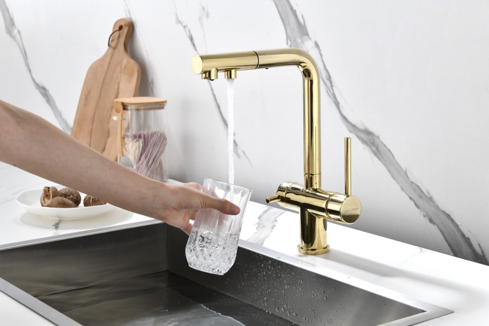 Смеситель для кухни SERPENTINE, золото, Se213222-G, Paulmark