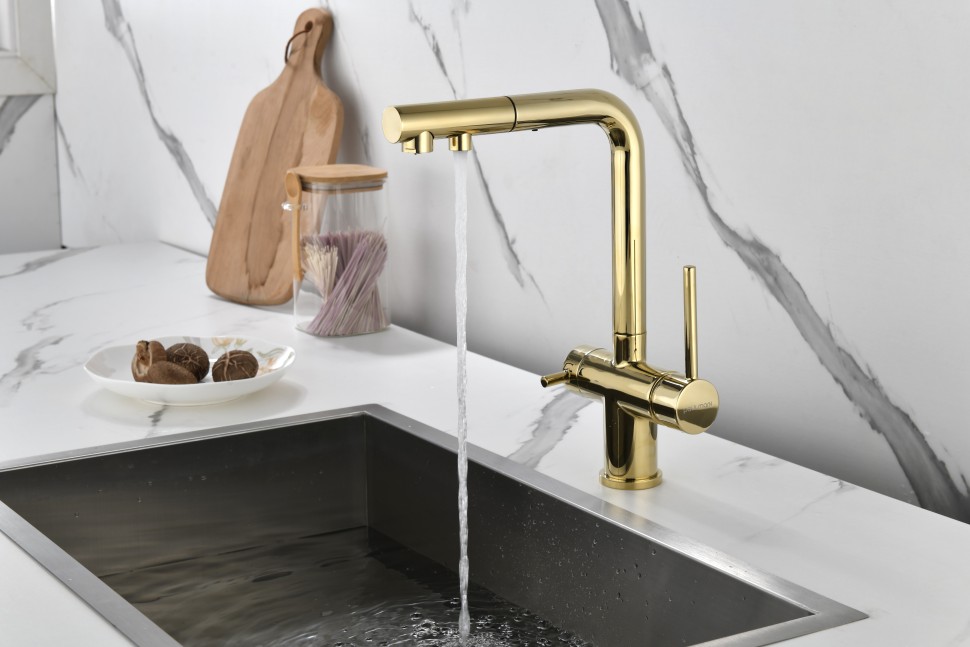 Смеситель для кухни SERPENTINE, золото, Se213222-G, Paulmark