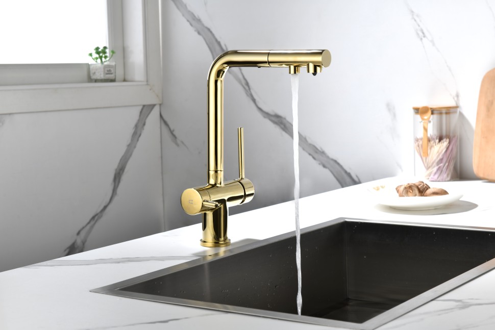 Смеситель для кухни SERPENTINE, золото, Se213222-G, Paulmark