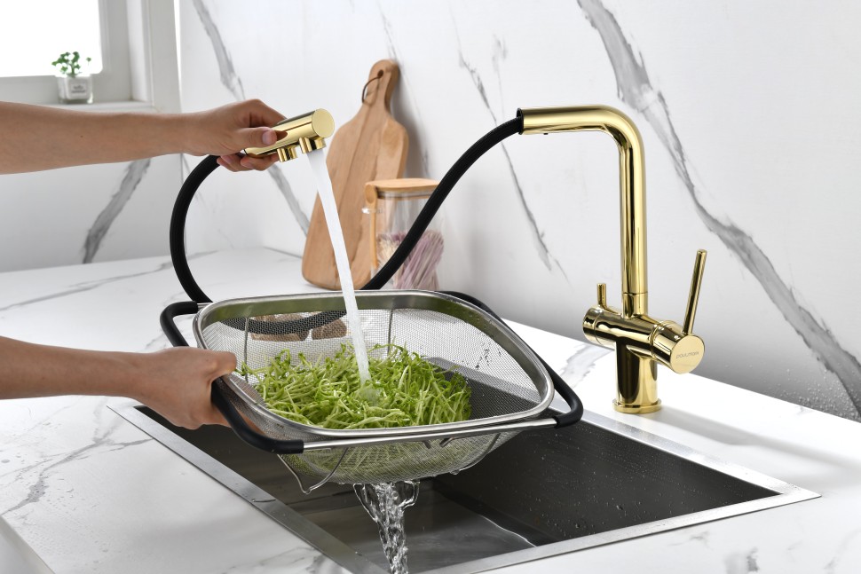 Смеситель для кухни SERPENTINE, золото, Se213222-G, Paulmark