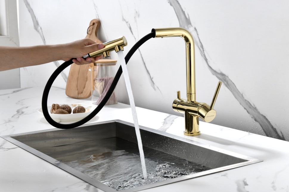 Смеситель для кухни SERPENTINE, золото, Se213222-G, Paulmark