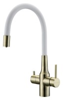 Смеситель для кухни Salix бронза, белый шланг, Sa213419-BRw, Paulmark