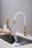 Смеситель для кухни Salix бронза, белый шланг, Sa213419-BRw, Paulmark