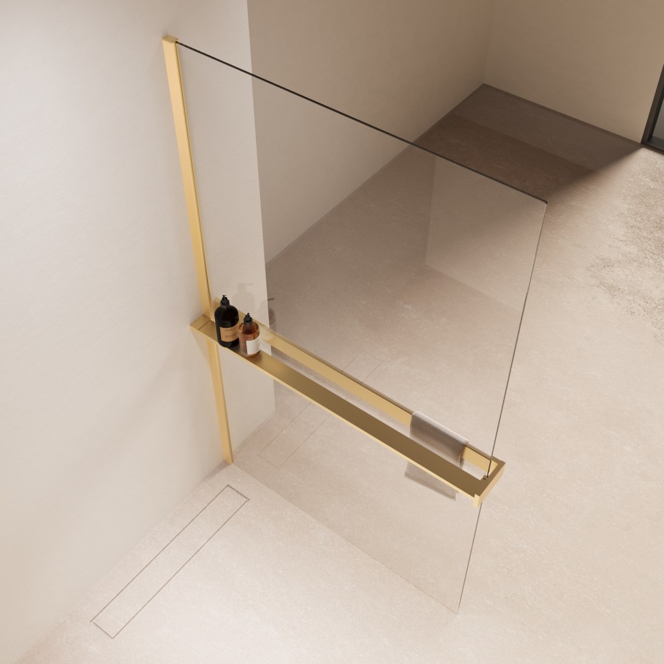 Душевая перегородка Walk-In VSW-1HR120CLG, 1200*2000, матовый золотой, стекло прозрачное