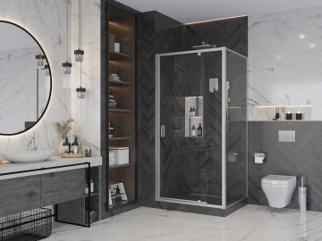 Боковая стенка Ambassador Elysium 90KX (90х200) хром,стекло прозрачное,1 место