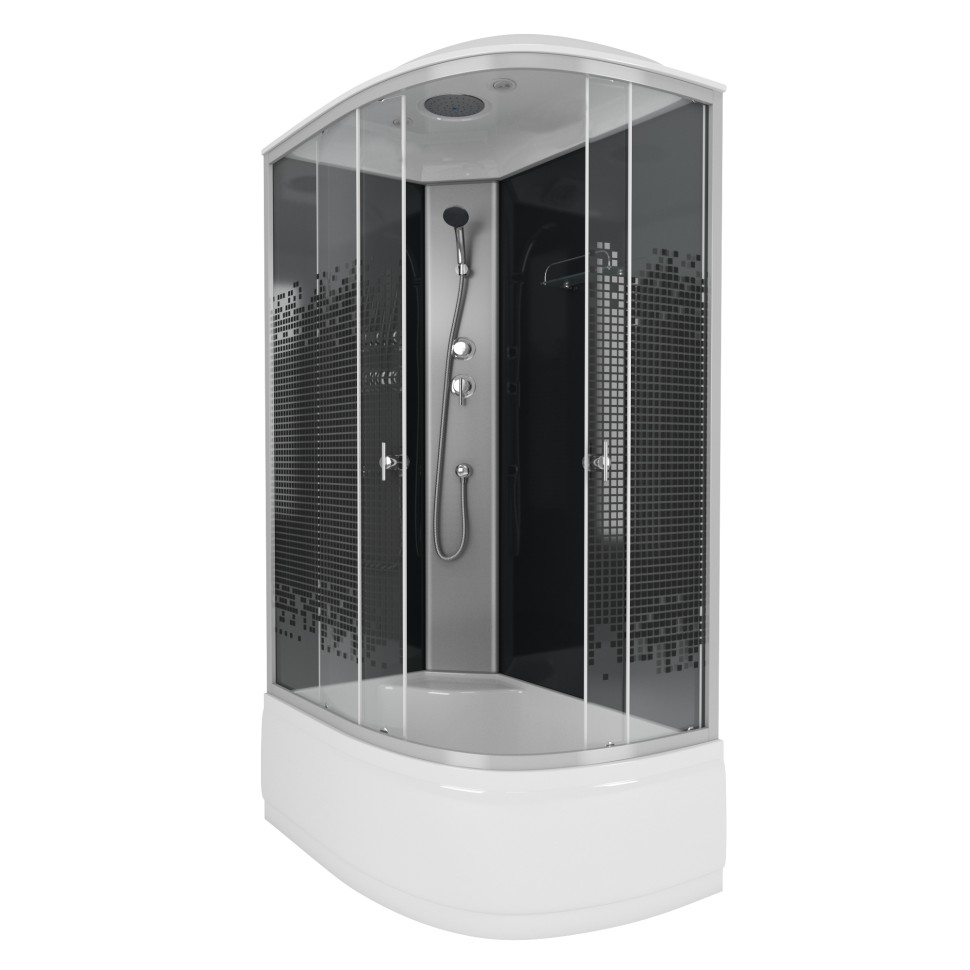 Душевая кабина Niagara Eco NG-7510-14L BLACK (120х80х215) высокий поддон(40см),стекло мозаика,4 места